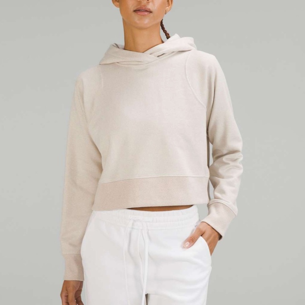 Lululemon Bone Gold Sparkle Cropped Pullover Hoodie